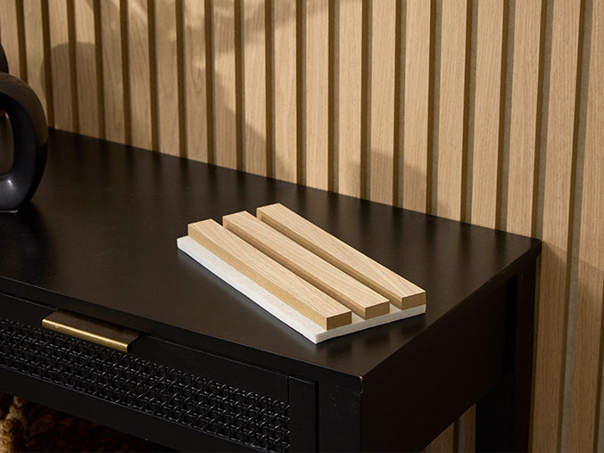 Sample block of oak latte wood slats