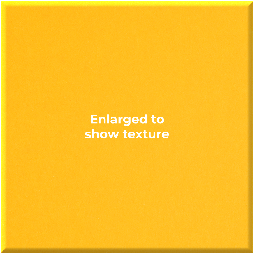 A square yellow textured panel with the centered text 'Enlarged to show texture' in white, shown against a slightly darker yellow border.