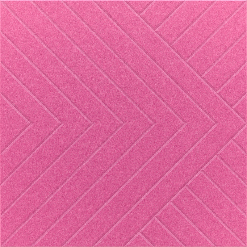 Hot Pink 2' x 2' felt wall panel with lines in the converge design