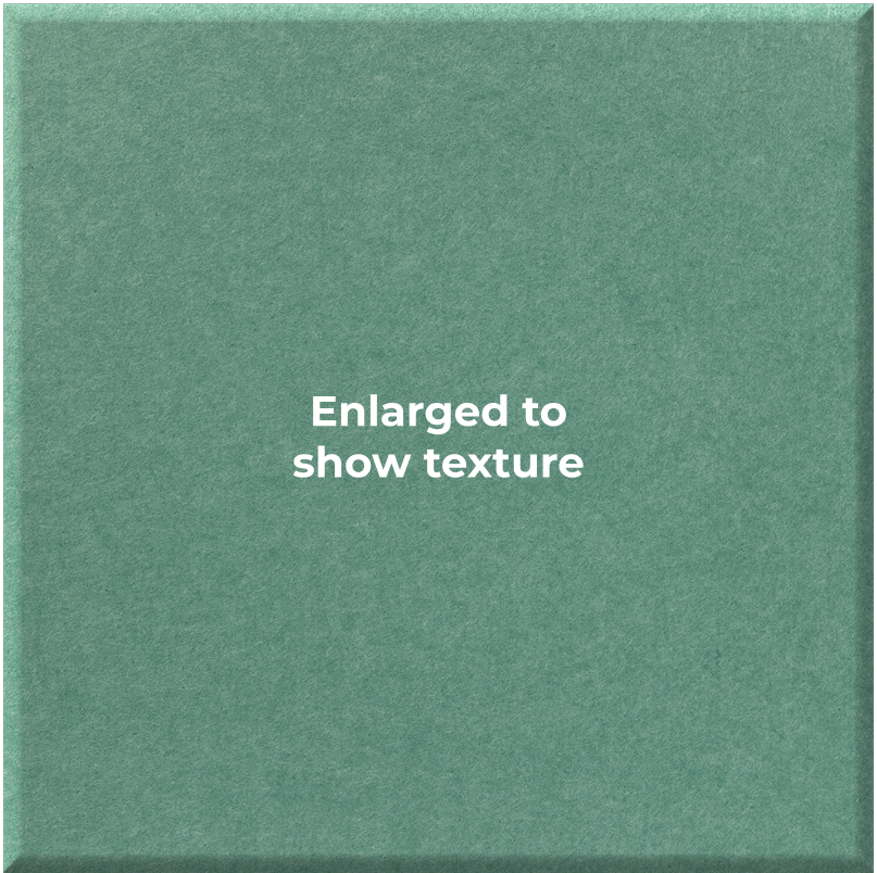 A square green textured surface with the centered white text 'Enlarged to show texture'.