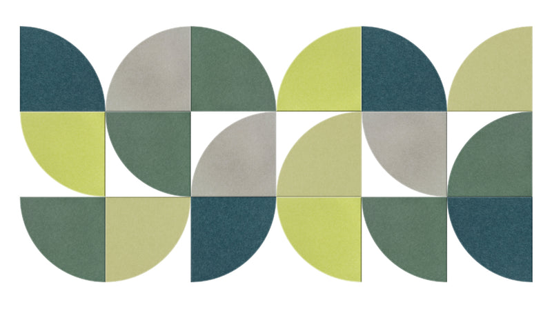 A Felt Right Wall Design on a wall sitemap icon for Nectar Greens featuring a geometric design with various shades of green, blue, and beige.