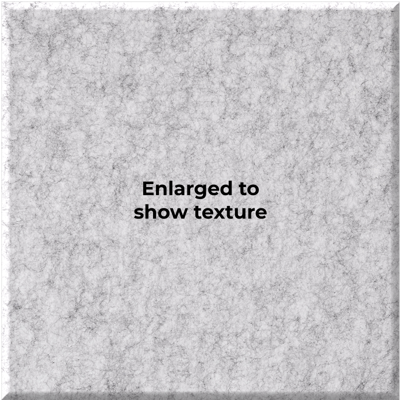 A square gray textured surface with the centered text 'Enlarged to show texture' on a light gray background.