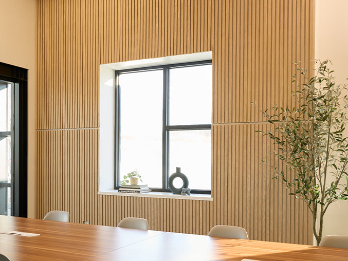 Wood Slats in Oak Latte on a wall