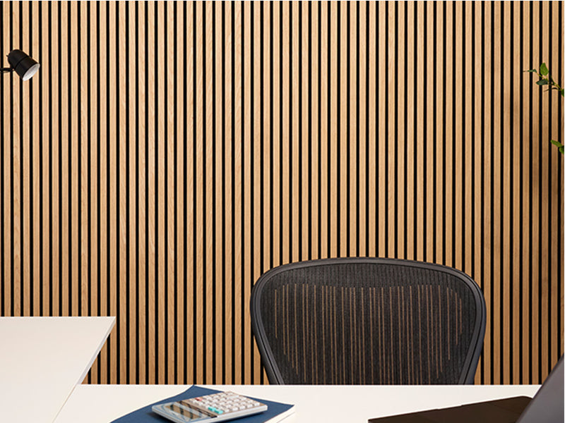wall covered in oak wood slats