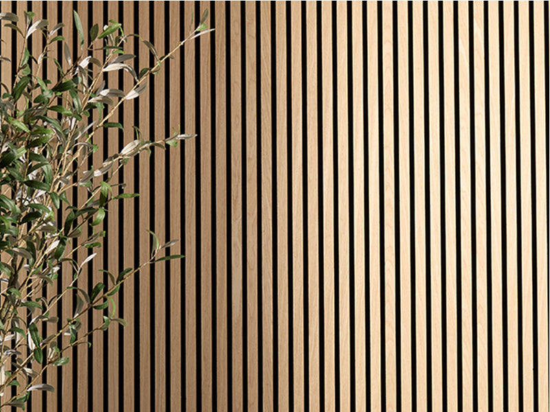 wall covered in oak wood slats