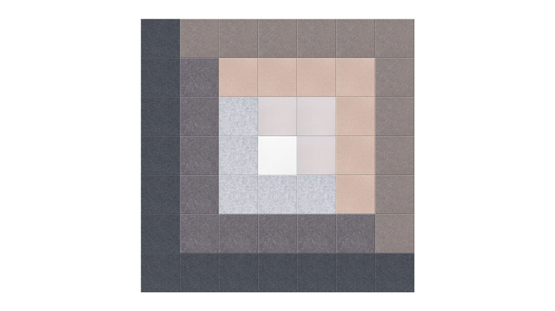 A Felt Right Wall Design in shades of browns and greys in the log cabin quilt pattern.