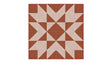 Felt Right Quilting Star quilt design wall in dark red and tan displayed in bedroom or craft room
