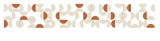 Abstract geometric pattern with interlocking circles and semicircles in terracotta and beige tones.