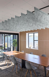 straight hanging acoustic felt blades in textured gray acoustic felt