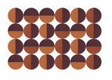 Grid of 24 circles in tan and dark burgundy halves arranged in alternating color-block pattern.