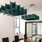 Grid 3D Cloud acoustic ceiling baffles in Atlantic felt above a conference table