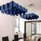Drop 3D Cloud acoustic ceiling baffles in Admiral felt above a conference table