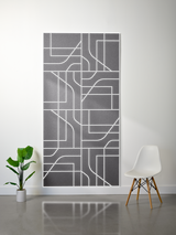 Gray felt sheet with white engraved subway map pattern and layered rectangular sections.