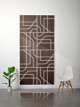 Brown felt sheet with white engraved subway-style geometric lines and rectangular sections.