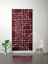 Burgundy felt sheet with white engraved geometric subway-style lines forming rectangular sections.