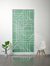 Green felt sheet with white engraved subway-style geometric lines and rectangular sections.