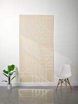 Beige felt sheet with white engraved subway-style map lines and rectangular sections in a grid pattern.
