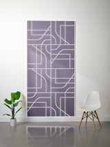 Purple felt sheet with white engraved subway map lines and geometric blocks pattern.