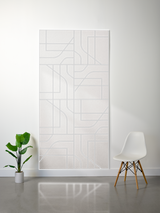 Layered cream felt sheet with engraved subway map lines and rectangular grid pattern design.