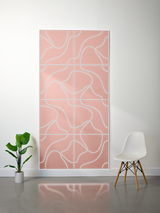 Pink felt sheet with white topographic contour line pattern divided into rectangular sections.