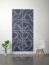 Dark blue felt sheet with white engraved topographic line pattern in grid layout.