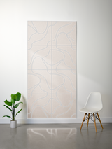 Beige felt sheet with engraved topographic contour lines and grid pattern in six panels.