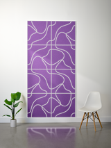 Purple felt sheet with white engraved topographic contour lines in a grid pattern.
