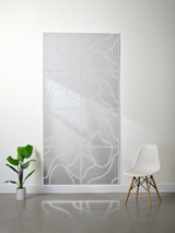 Light gray felt sheet with topographic line engravings in rectangular panels arranged vertically.