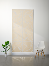 Beige felt sheet with light blue engraved topographic line patterns arranged in a six-panel grid layout.