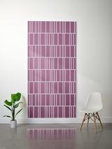 Purple felt sheet with white engraved offset linear pattern creating a geometric grid design.