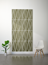 Olive green felt sheet with white engraved wavy line pattern in four horizontal sections.