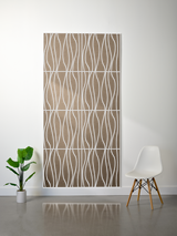 Tan felt sheet with white engraved wavy vertical lines in a grid pattern layout.