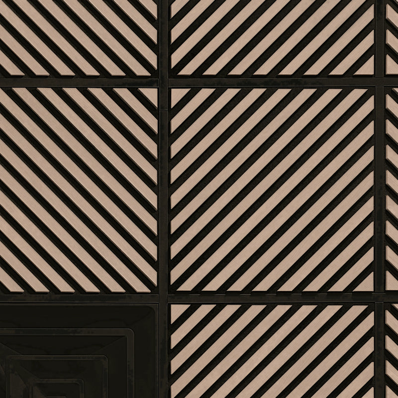 Oak and black diagonal slat 2x2 acoustic ceiling tiles