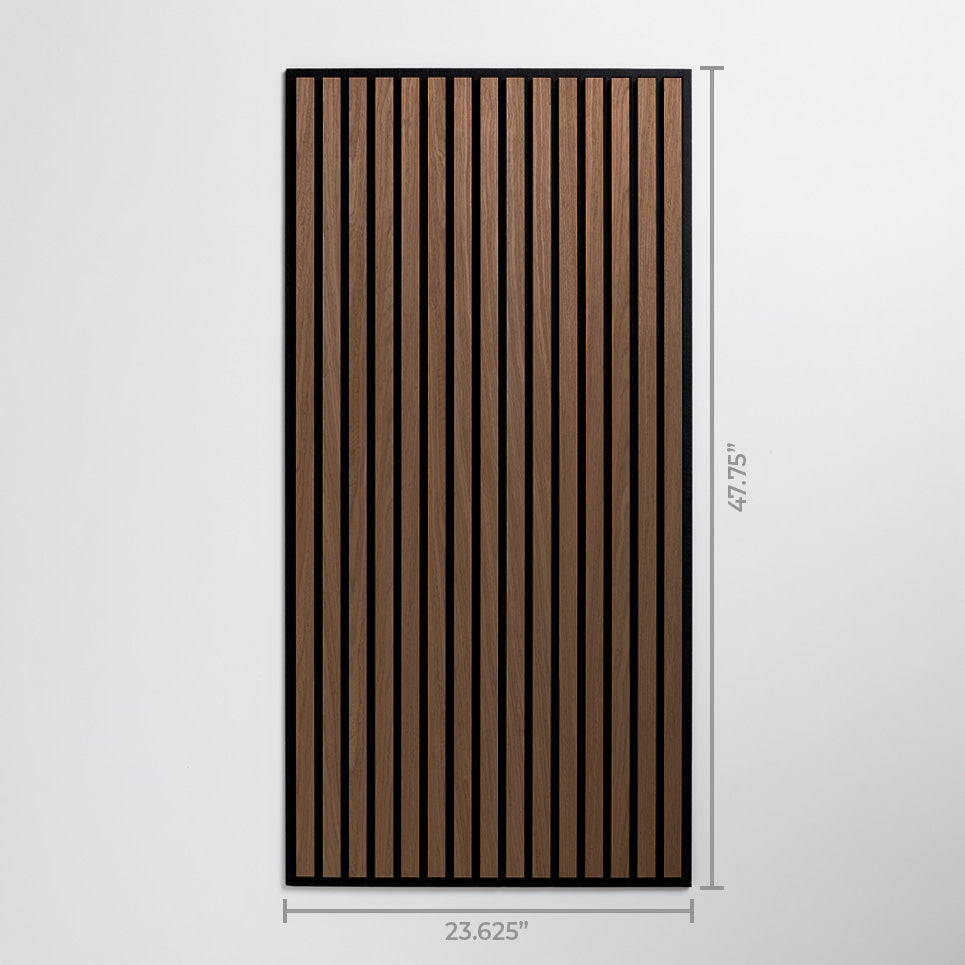 Rectangular mat with brown vertical stripes and measurements on a light gray background