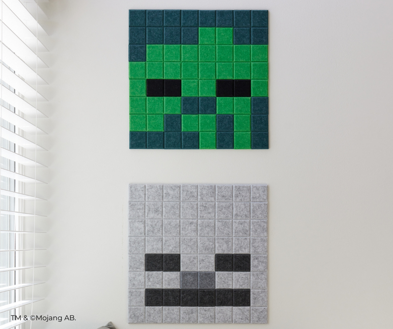 skeleton and zombie minecraft felt tile