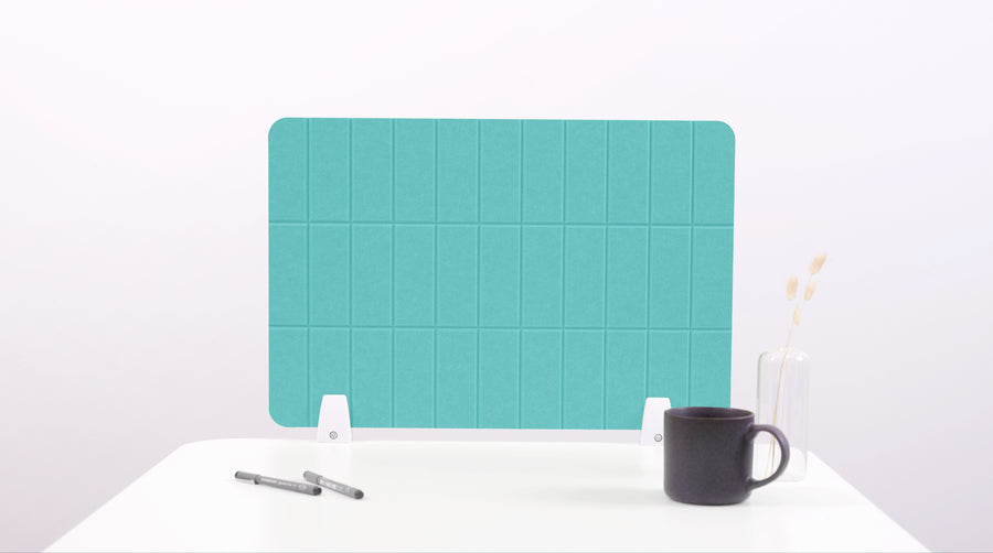 Aqua Grid Small Desk Divider White Hardware