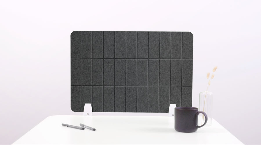 Cast Grid Small Desk Divider White Hardware