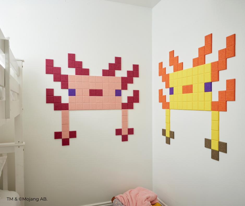 minecraft axolotl leucistic felt wall tile