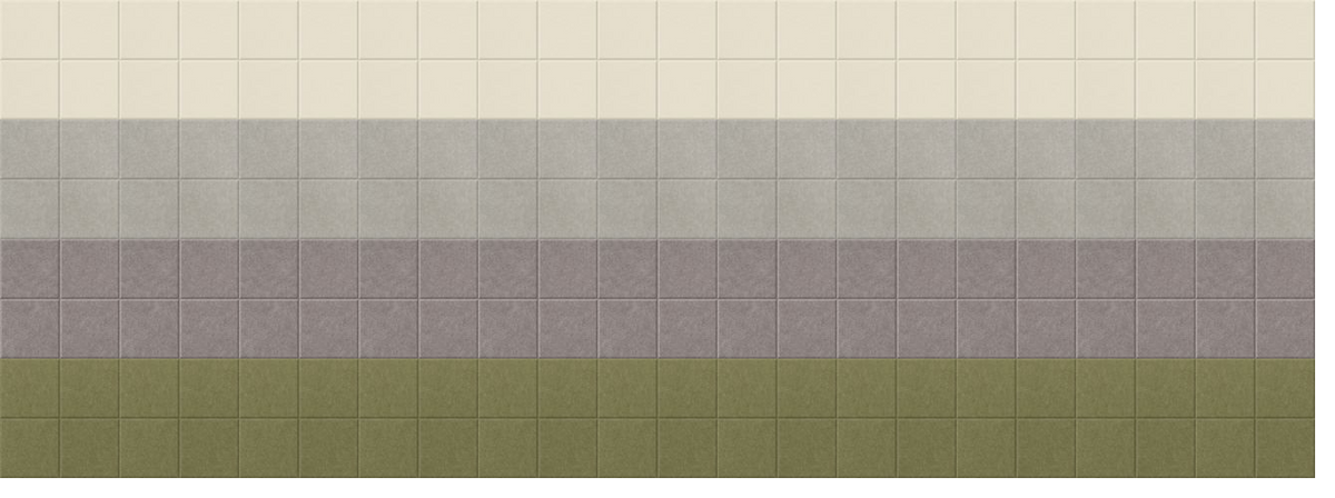Horizontal color gradient transitioning from beige at top through gray to olive green at bottom with grid pattern overlay.