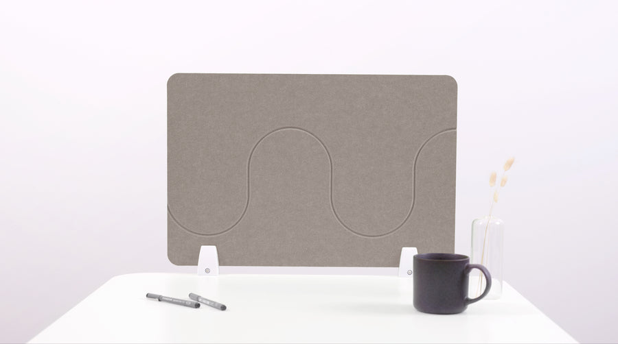 Ash Wave Small Desk Divider White Hardware