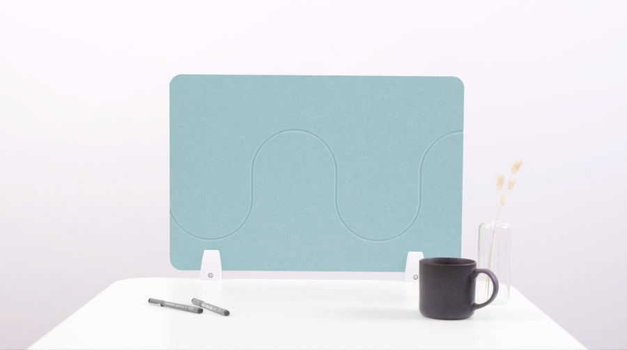 Baby Blue Wave Small Desk Divider White Hardware