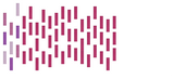 Abstract pattern of vertical rectangular bars in varying heights in shades of purple, magenta, and pink on white background.