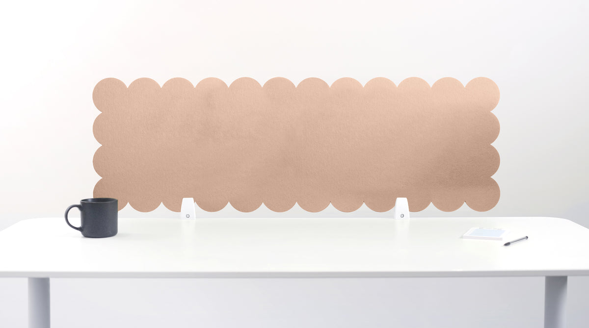Scalloped beige wall panel on a white background
