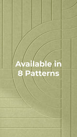 Green textured pattern with concentric circles and text 'Available in 8 Patterns'.