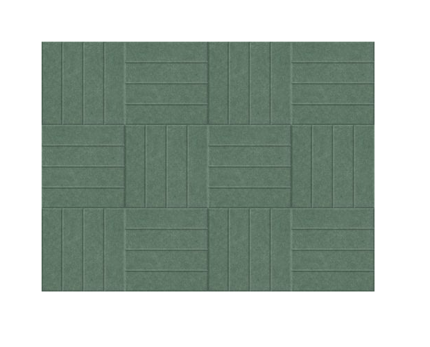 Green textured tile surface with geometric pattern of vertical and horizontal rectangular sections.