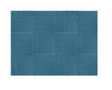 Blue-teal geometric tile pattern with mixed vertical and horizontal rectangular arrangements.