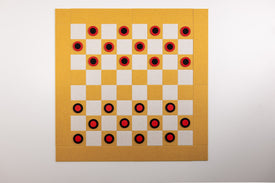 Deluxe Mustard/Latte Checkers Board