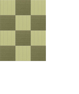Geometric tile pattern with light yellow and olive green blocks arranged in a cross and checkerboard layout.