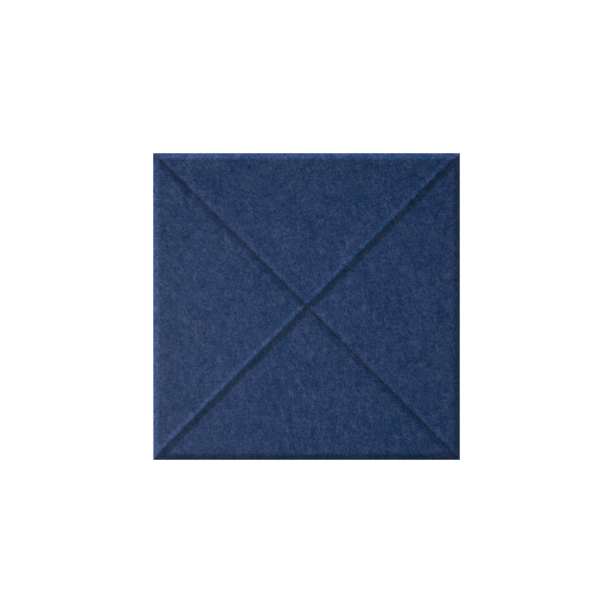 A square navy blue felt or fabric panel with stitched diagonal lines forming an X pattern in the center, shown on a plain white background.