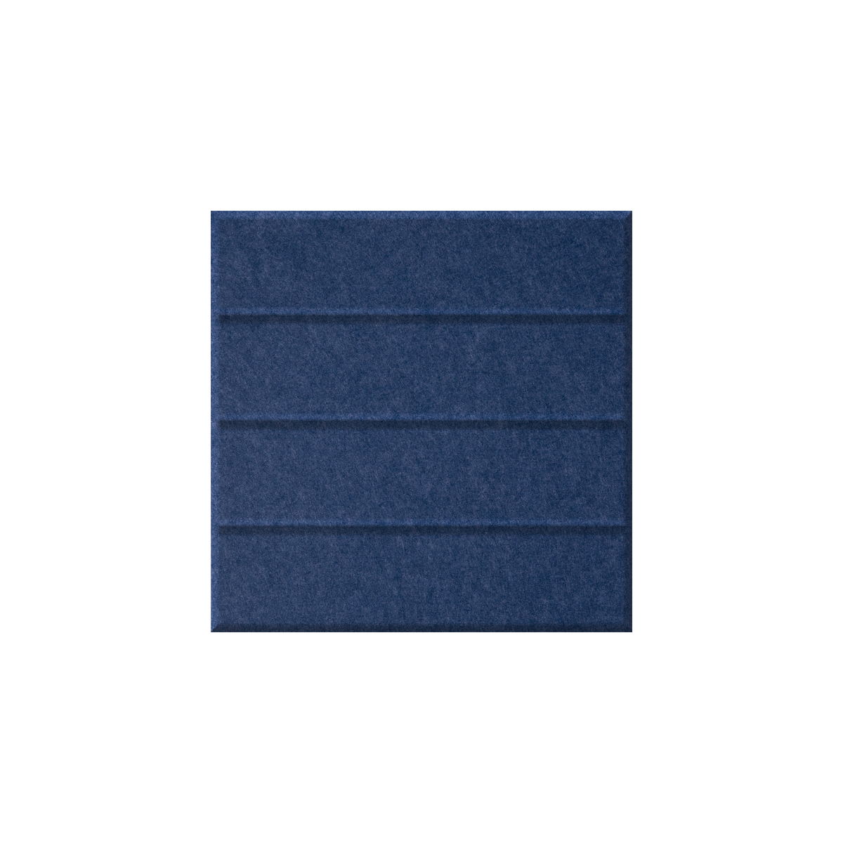 A square navy blue textured panel with horizontal grooved lines, centered on a plain white background.